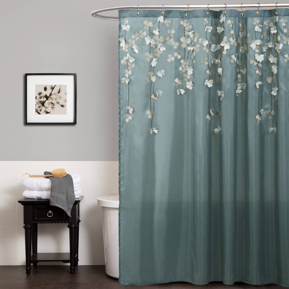 Photos - Shower Curtain Flower Drops  Green - Lush Décor