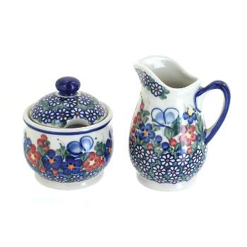 Blue Rose Polish Pottery 1583 Vena Cream & Sugar Set