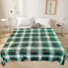 1pc Red and Green Plaid Flannel Blanket, Soft and Warm Bohemian Style for All Seasons, Classic Pattern, Christmas Gift. - 4 of 4