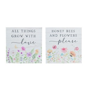 Transpac MDF Wildflower Garden Wall Decor Set of 2 Spring Home Decorations - 1 of 1