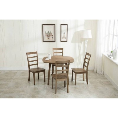Barnwood Wire-Brush Compact 5-Piece Dining Set with Ladderback Chairs