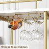 Acekool 4-Tier Bar Cart with Wine Rack and Glass Holder, Mobile Serving Cart on Wheels for Kitchen Dining Living Room, Gold+White - 3 of 4