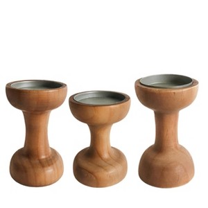 VIP Wood 4.25 in. Brown Spindle Candle Holder Set of 3 - 1 of 2