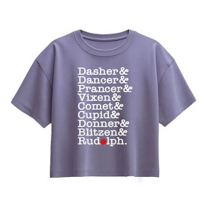 Girls' - Instant Message - Reindeer List Short Sleeve Boxy Graphic T-Shirt - 1 of 2