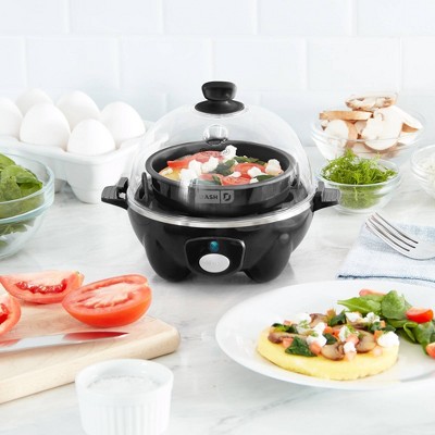 Black Compact 3-in-1 Egg Cooker with Auto Shut-Off