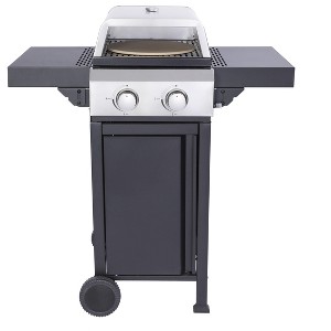 NicBex 2-Burner propane Gas BBQ Grill&Pizza Oven,24600BTU Output Outdoor Grill with Pizza Oven,Foldable Side Table,Thermometer&Oil Pan,Black/Silver - 1 of 4