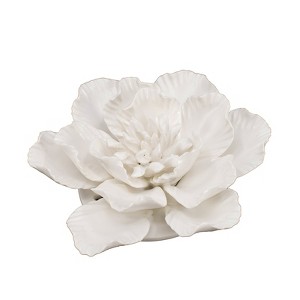 Gulches Handmade Ceramic Wall Flower Decor Cream Finish, Intricate Petals, 5.1"x5.1"x2.2", Artisan-Crafted - 1 of 4