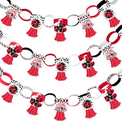 Big Dot of Happiness Happy Little Ladybug - 90 Chain Links and 30 Paper Tassels Decoration Kit - Party Paper Chains Garland - 21 feet