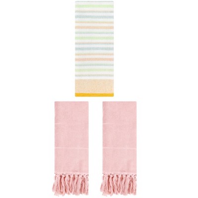 REGALWOVEN 3 Packs Cotton Absorbent Soft Hand Towels for Bathroom