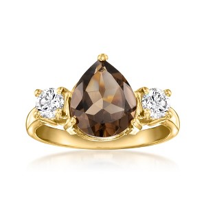 Ross-Simons 3.00 Carat Smoky Quartz Ring With .50 ct. t.w. Lab-Grown Diamonds in 18kt Gold Over Sterling - 1 of 4