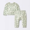 Baby Girls' Modal French Terry Bunny Top & Bottom Set - Cloud Island™ Green - 2 of 4