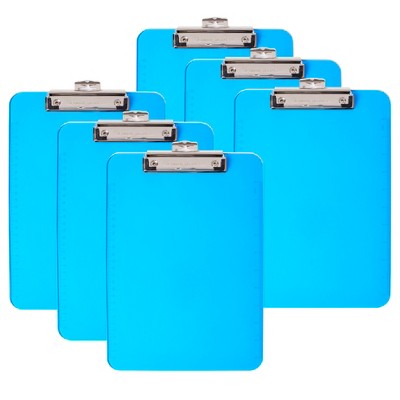 Charles Leonard Plastic Clipboard, Letter, Neon Blue, Pack of 6