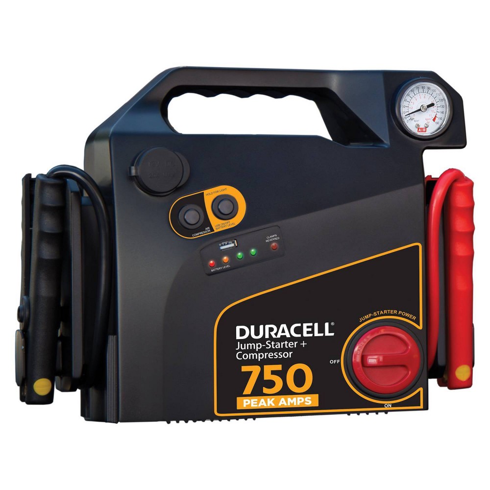 Duracell - 750 Amp Portable Jump Starter + Air Compressor - Black