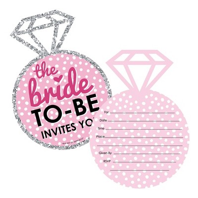 Big Dot of Happiness Bride-To-Be - Shaped Fill-In Invitations - Bridal Shower or Classy Bachelorette Party Invitation Cards with Envelopes - Set of 12
