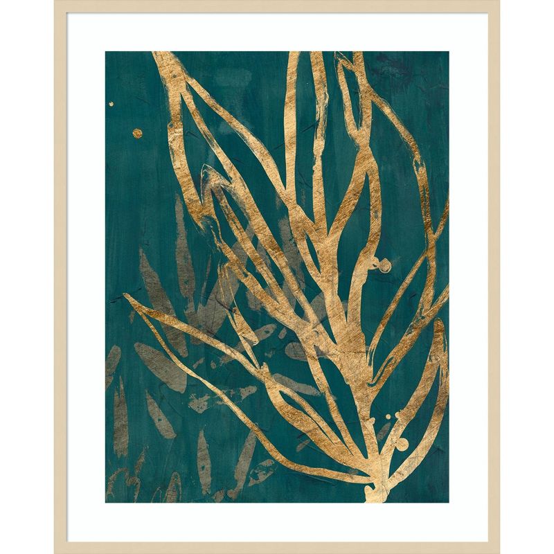 Burnished Jungle Leaves II Framed Abstract Art Print in Svelte Natural, 33 x 41 in.