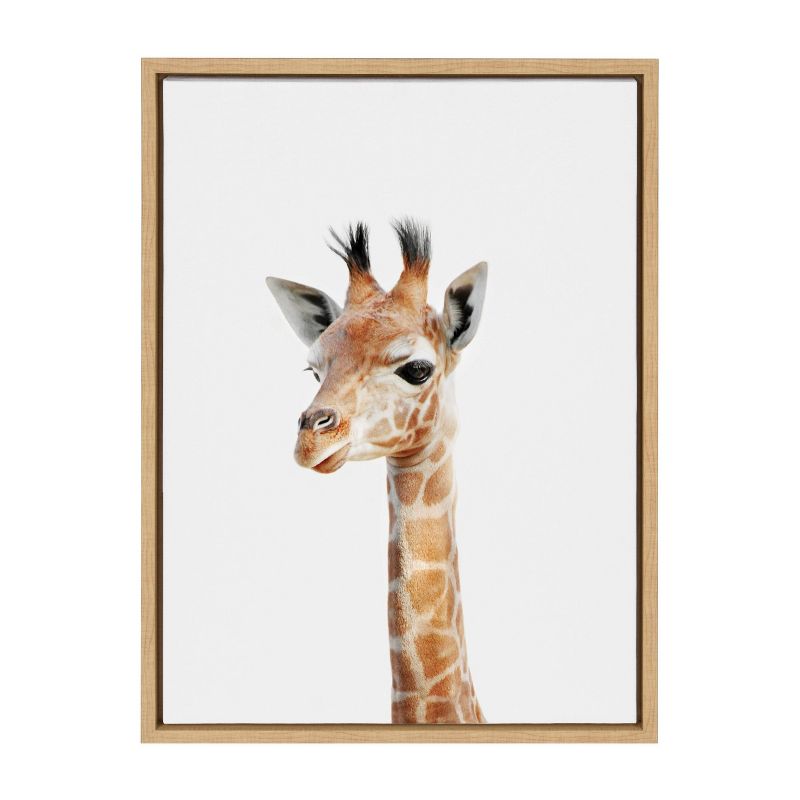  18" x 24" Sylvie Baby Giraffe Framed Canvas by Amy Peterson - Kate and Laurel, 1 of 6