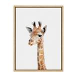18" x 24" Sylvie Baby Giraffe Framed Canvas by Amy Peterson Natural - Kate & Laurel All Things Decor