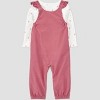 Carter's Just One You® Baby Girls' 2pc Heart Overalls Set - Pink - 4 of 4