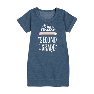 - Instant Message - Hello Second Grade Graphic Short Sleeve Fleece Dress - 1 of 4