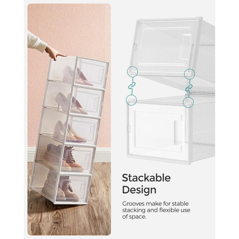 SONGMICS Stackable Clear Plastic Shoe Boxes - Shoe Storage Organizers for Sneakers, Closet Organization, 4 of 8
