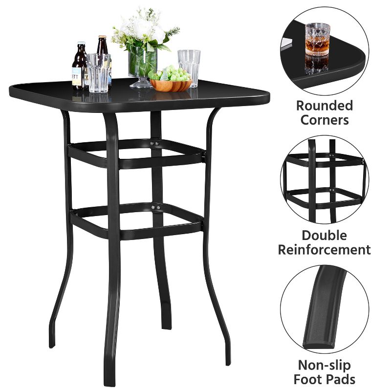 Yaheetech Outdoor Patio Bistro Table with Tempered Glass Tabletop, 4 of 8