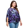 24seven Comfort Apparel Plus Size Purple Animal Print Boat Neck Dolman Sleeve Top - 2 of 3