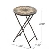 TUYOHW Foldable Patio End Table,Patio Side Table with Sunburst Tile Top for Patio,Garden,Balcony,Beige+Black - 3 of 4