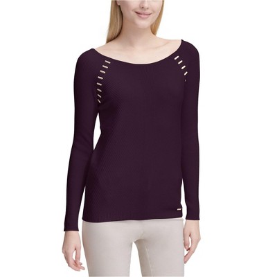Calvin Klein Womens Hardware Detail Pullover Sweater