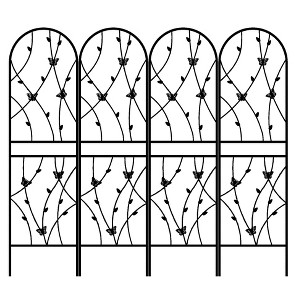 Lirago Black 4 pieces Weatherproof Multi-functional Outdoor Screen-Laser-Cut Galvanized Steel Panel 70.86"Hx19.68"Wx0.51"D - 1 of 4