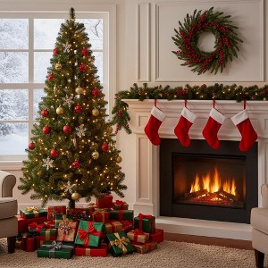 YOOCOZZ Christmas Decoration - 7FT Unlit Artificial Xmas Tree with 775 Tips, Full PVC Branches, Classic Green Holiday Tree with Sturdy Metal Stand - 1 of 4