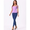 INSPIRE CHIC Women's Square Neck Mesh Sheer Short Sleeve Peplum Tops - 2 of 4