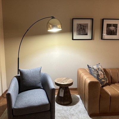Modern arc lamp brass with marble base and black shade 32.5 cm - XXL
