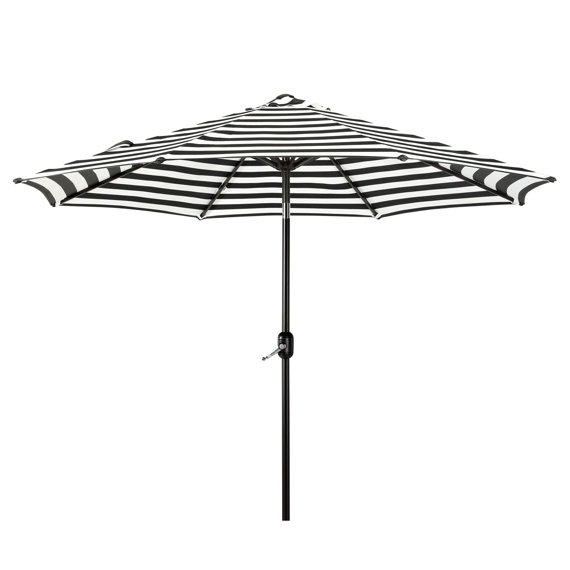 WestinTrends 9 Ft Outdoor Patio Market Table Umbrella with Tilt and Crank, Black/White Stripe