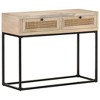 vidaXL Console Table Bleached wood, natural cane, black steel - 4 of 4
