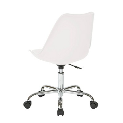 White Leather Armless Swivel Task Chair with Chrome Base