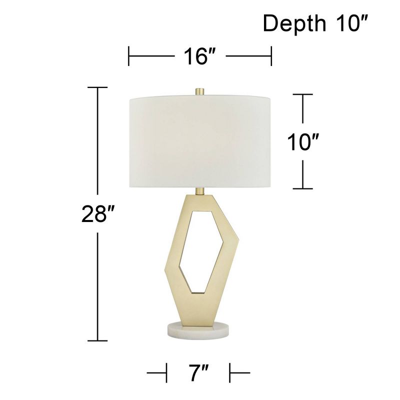 360 Lighting Brody Modern Table Lamps Set of 2 28" Tall Sculptural Gold Geometric Frame White Oval Shade Bedroom Living Room Bedside Nightstand Office, 4 of 10