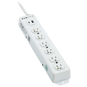 Tripp Lite 6-AC Outlet and 2-USB Port Safe-IT™ UL® 1363 Medical-Grade Power Strip, 2-Ft. Cord with Straight Plug, PS-602-HGUSB in White - 1 of 4