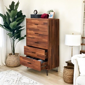 NicBex Rustic Wooden Dresser for Bedroom with 5 Drawers - 1 of 4