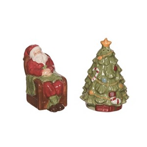 Transpac Christmas Classic Santa and Tree Dolomite Salt and Pepper Shakers Collectables Multicolor 3.25 in. Set of 2 - 1 of 4