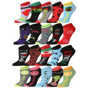 Tipi Toe Women's 20 Pairs Italian Rasta Colorful Patterned Low Cut/No Show Socks - 1 of 4