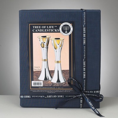 Two-Tone Silver and Gold Tree of Life Candlestick Set