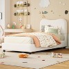 White Upholstered Platform Bed Frame with Soft Boucle Headboard, Low Profile, Sturdy Wooden Slats, No Box Spring Needed - 4 of 4