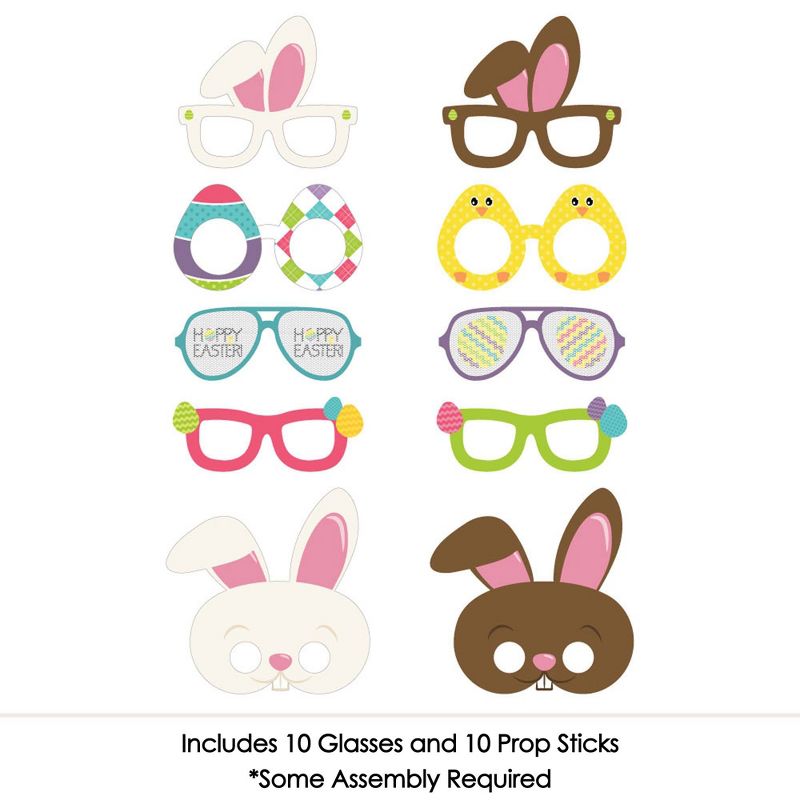 Big Dot of Happiness Hippity Hoppity Glasses & Masks - Paper Card Stock Easter Bunny Party Photo Booth Props Kit - 10 Count, 3 of 6