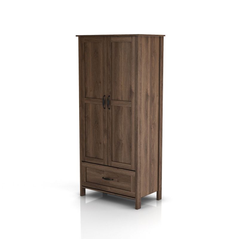 Nurembo 1 Drawer Wardrobe Closet Distressed Walnut - HOMES: Inside + Out, 1 of 16