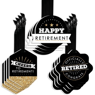 Big Dot of Happiness Happy Retirement - Assorted Hanging Retirement Party Favor Tags - Gift Tag Toppers - Set of 12