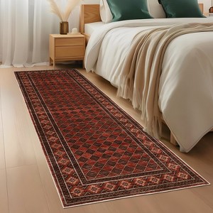 Nasitip Bohemia Low Pile Diamond Area Rug:Easy-Clean, Skid-Resistant Washable Carpet for Living Room, Bedroom - 1 of 4