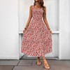 Womens Summer Maxi Dress Sleeveless Floral Spaghetti Strap Smocked Boho Beach Long Dress - 3 of 4