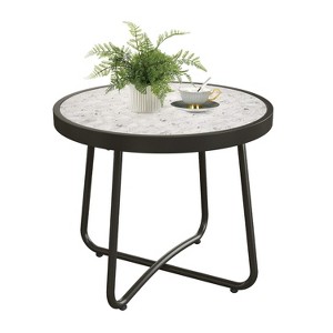 Decksplore Small Round Side Table Outdoor Side Table Patio End Table - 1 of 4