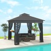 10' x 10' Outdoor Gazebo with Shelves and Netting, UV30+ Double Roof Patio Gazebo for Lawn - 2 of 4