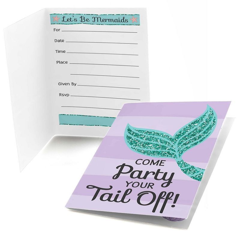 Big Dot of Happiness Let's Be Mermaids - Fill-In Baby Shower or Birthday Party Invitations (8 count), 1 of 7